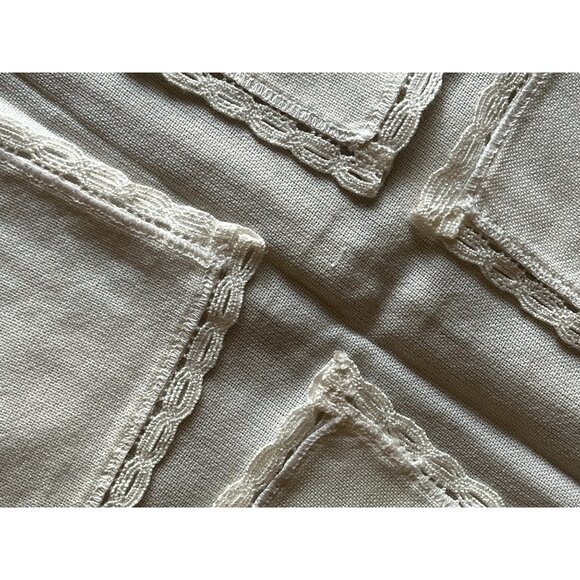 Hand-Embroidered Easter Tablecloth Topper Lace Trim Eggs Daffodils Holidays - Picture 4 of 7